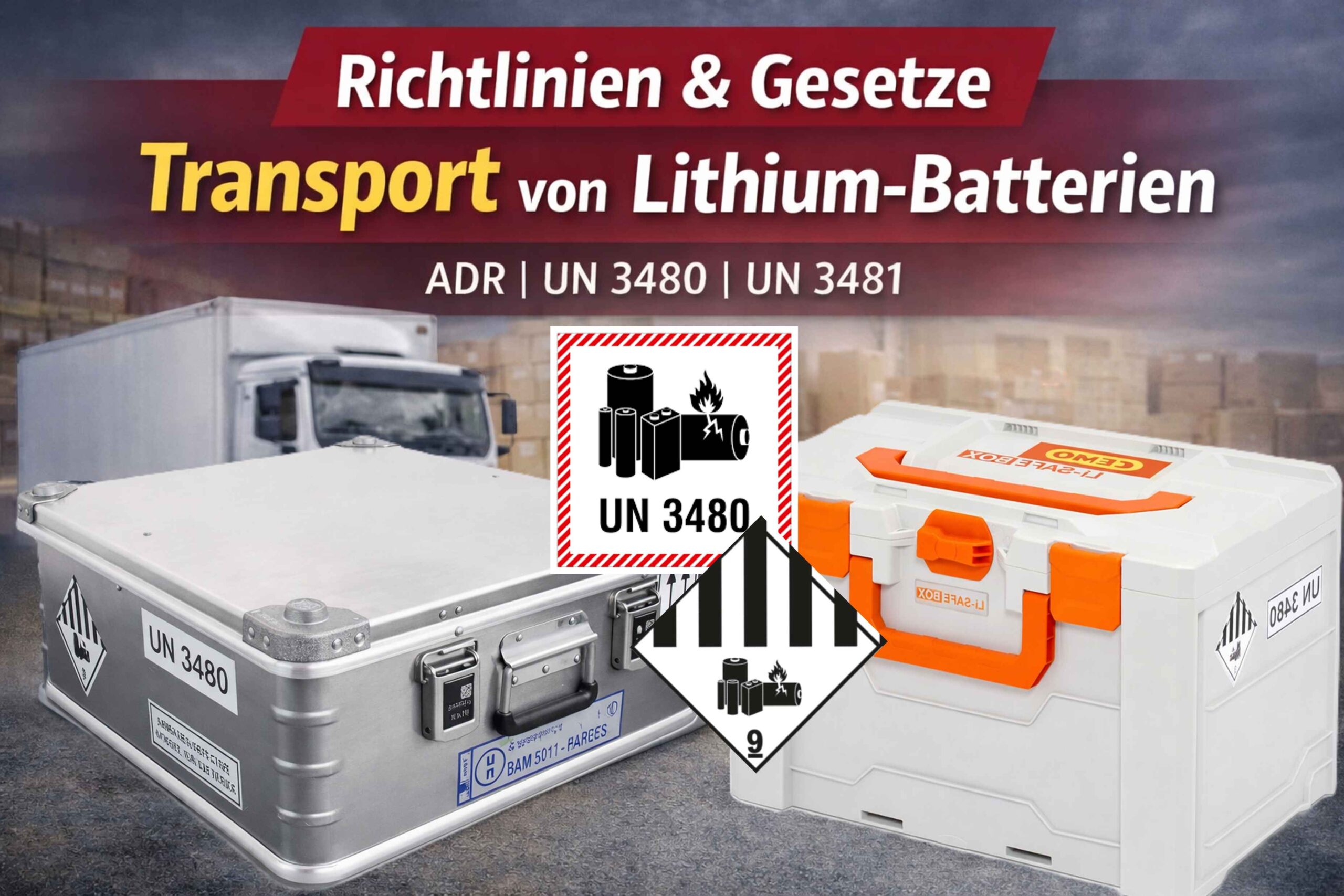ADR-konforme Brandschutzboxen für den Transport von Lithium-Batterien nach UN 3480 und UN 3481